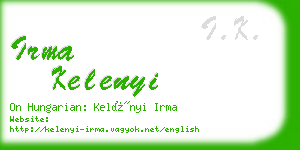 irma kelenyi business card